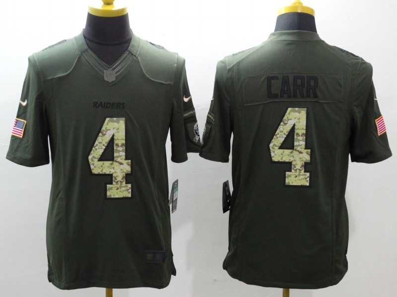 Men's Las Vegas Raiders Derek Carr #4 Army Green Jersey
